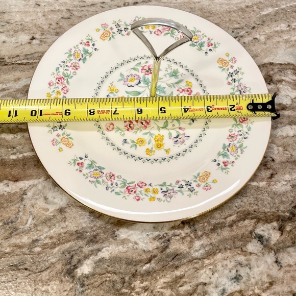 Royal Doulton Spring Glory Tidbit Tray Bone China with Silver Handle Vtg - Picture 8 of 11